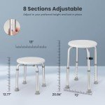 Careboda Adjustable Bath Chair for Inside Shower, Shower Stool with Upgraded Stainless Steel, Tool-Free Assembly, 8 Adjustable Heights for Seniors, Elderly, Pregnant, Handicap & Disabled Gray