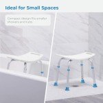 AquaSense Adjustable Non-Slip Bath & Shower Stool for Inside Shower, 20.08 x 12.2 x 14.17 Inch, White, (770-500)