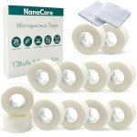 NanaCare Paper Surgical Tape 1" x 11yd +10pc Gauze Pads| 12 Rolls Microporous Micropore Tape | Medical Tape for Skin,Dressings,Face,Wound Care| First Aid Bandage Tape for Sensitive Skin