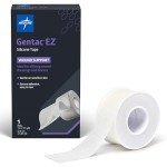 Medline Gentac EZ Silicone Tape, 1” x 5.5 Yards., Easy Tear Medical Tape, Gentle on Sensitive Skin, Keeps Wound Dressings and Devices in Place, Not Made with Natural Rubber Latex, 1 Per Box