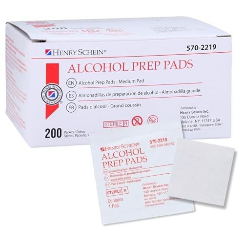 Henry Schein Alcohol Prep Pads, Medium, 2-ply, Sterile, Pack of 200