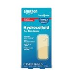Amazon Basic Care Advanced Fast Healing Hydrocolloid Gel Bandages, Large Adhesive Pads with 2X Faster Healing, Heels & Toes Blister Prevention, 1.1 x 2.3 inches (6 Count)