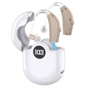 Rechargeable Hearing Aids with Noise Cancellation - Beige