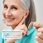 Beige Hearing Aids for Seniors with Noise Cancellation