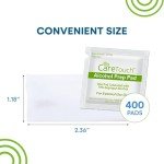 Care Touch Alcohol Wipes Individually Wrapped - Prep Pads with 70% Isopropyl Alcohol, Great for Home, Medical & First Aid Kits Sterilized, Antiseptic 2-Ply Swabs 400 Count