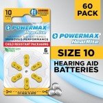 Powermax Size 10 Hearing Aid Batteries, 60 Count