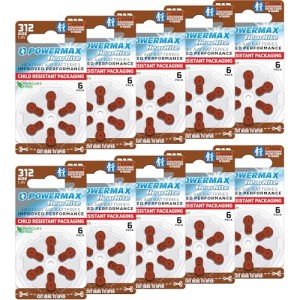 Powermax Size 312 Hearing Aid Batteries, 60 Pack