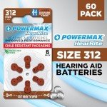 Powermax Size 312 Hearing Aid Batteries, 60 Pack