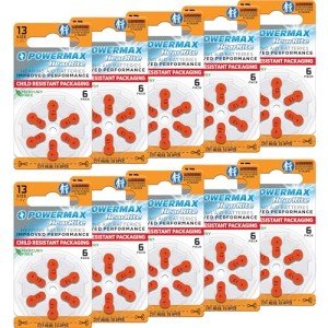 Powermax Size 13 Hearing Aid Batteries, 60 Pack