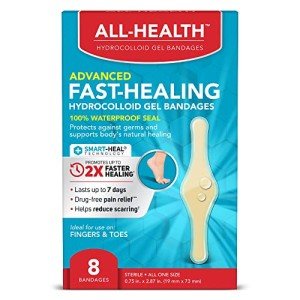 All Health Advanced Fast Healing Hydrocolloid Gel Bandages, Fingers & Toes, 8 ct | 2X Faster Healing for First Aid Blisters or Wound Care