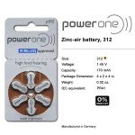 PowerOne Mercury-Free Hearing Aid Batteries Size 312
