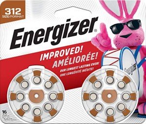 Energizer Size 312 Hearing Aid Batteries, 16 Pack