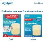 Amazon Basic Care Advanced Fast Healing Hydrocolloid Gel Bandages, Large Adhesive Wound Dressing for First Aid, 2.3 x 3 inches (4 Count)