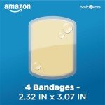 Amazon Basic Care Advanced Fast Healing Hydrocolloid Gel Bandages, Large Adhesive Wound Dressing for First Aid, 2.3 x 3 inches (4 Count)