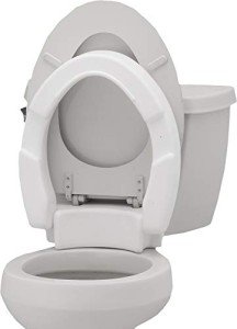 NOVA Medical Products Hinged Toilet Seat Riser Lift Up and Down Raised Toilet Seat For Under Seat For Elongated Seat Color, White, (Pack of ), 1 Count