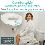 Vive Toilet Seat Riser - Raised Elevated Handle (Easy Clean) for Seniors, Elderly, Handicapped - Medical Handicap Bathroom Safety Recovery Height Chair Cushion Bowl Cover, Tall High Portable Extender