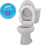 NOVA Medical Products Hinged Toilet Seat Riser Lift Up and Down Raised Toilet Seat For Under Seat For Elongated Seat Color, White, (Pack of ), 1 Count