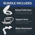 Bemis Assurance 3" Raised Toilet Seat with Handles and Bidet Attachment, Clean Shield Guard, Secure Hinges, Elongated, White