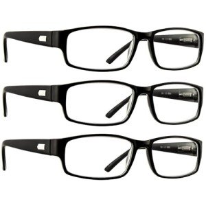 TruVision 3-Pack Reading Glasses - Black 2.00