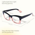 6 Pack Blue Light Blocking Square Reading Glasses