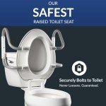 Bemis Assurance 3" Raised Toilet Seat with Handles and Bidet Attachment, Clean Shield Guard, Secure Hinges, Elongated, White