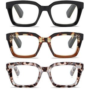 3 Pack Oprah Style Square Reading Glasses +1.25
