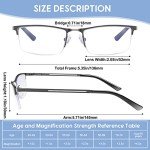 KONHAGO Blue Light Blocking Half Frame Reading Glasses