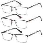 Blue Light Blocking Reading Glasses for Men - 3 Pack