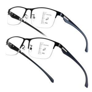 2 Pack Progressive Multifocus Reading Glasses for Men