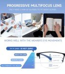 2 Pack Progressive Multifocus Reading Glasses for Men
