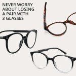 Blue Light Blocking Reading Glasses - 3 Pack