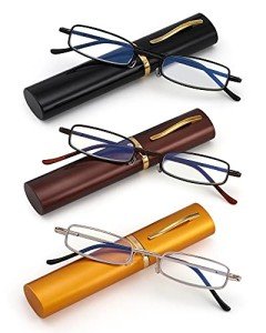 3 Pack Slim Pocket Reading Glasses with Case