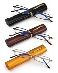 3 Pack Slim Pocket Reading Glasses with Case