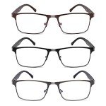 3-Pack Metal Reading Glasses for Men with Blue Light Filter