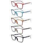 5 Pack Stylish Blue Light Blocking Reading Glasses