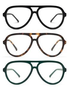 AMOMOMA 3 Pack Retro Blue Light Reading Glasses