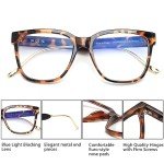 JM 3 Pack Retro Square Blue Light Reading Glasses
