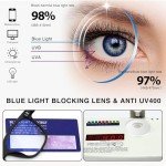 JM 3 Pack Retro Square Blue Light Reading Glasses