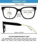 JM 3 Pack Retro Square Blue Light Reading Glasses