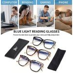 JM 3 Pack Retro Square Blue Light Reading Glasses