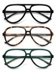 AMOMOMA 3 Pack Retro Blue Light Reading Glasses