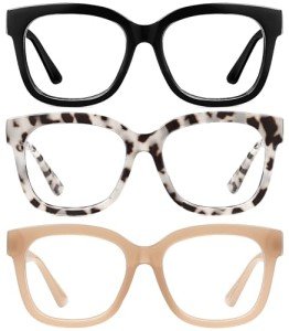 3 Pack Oversized Blue Light Blocking Reading Glasses