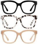 3 Pack Oversized Blue Light Blocking Reading Glasses