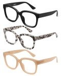 3 Pack Oversized Blue Light Blocking Reading Glasses