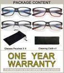 Men's 4-Pack Stylish Blue Light Reading Glasses