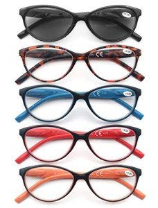 5-Pack Women's Reading Glasses with Sun Readers