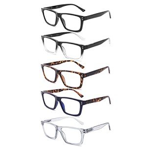 Blue Light Blocking Reading Glasses - 5 Pack