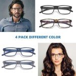 4 Pack Blue Light Blocking Reading Glasses