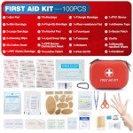 First Aid Kit 100 PCS Emergency Kit for Home Car Travel Small First Aid Kits for Hiking Camping Portable Trauma Kit for Boat Vehicle Outdoor Survival