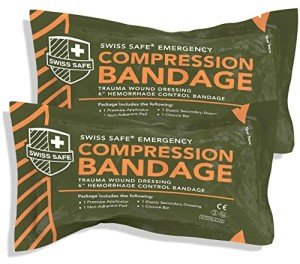Swiss Safe 6 Inch 2 Pack Israeli Bandages Trauma Kit - Sterile Elastic Compression Bandage - Emergency Israeli Bandage Wrap for Wound Dressing, Gunshot, First Aid IFAK - 6 inch, 2-Pack